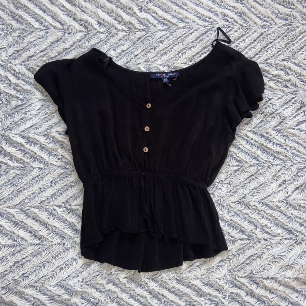 Black Button-Up T-shirt